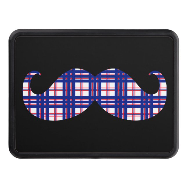 Classic Plaid Moustache on Hitch Print Trailer Hitch Cover (Front)