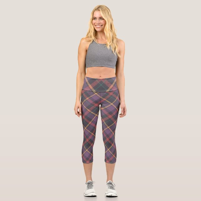 Classic Plaid Pattern Capri Leggings (Front)
