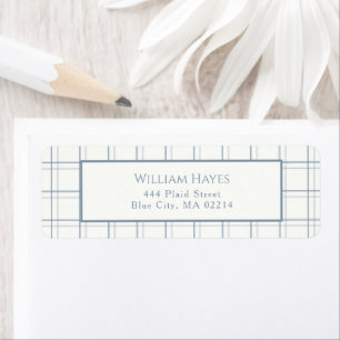 Classic Plaid Pattern Mens Blue Return Address