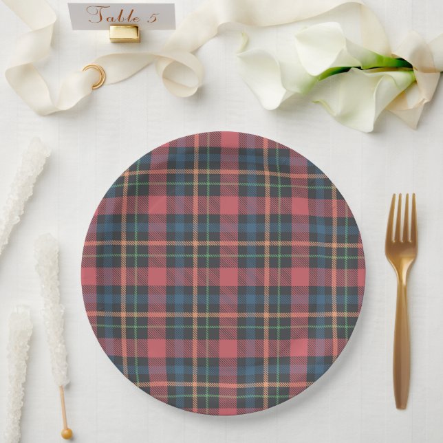 Classic Plaid Pattern Paper Plate (Wedding)