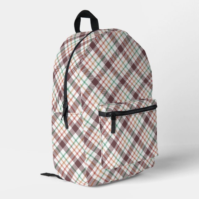 Classic Plaid Pattern Printed Backpack (Back Corner Left)