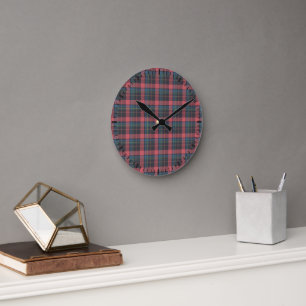 Classic Plaid Pattern Round Clock