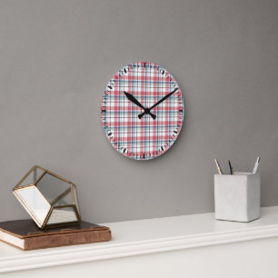 Classic Plaid Pattern Round Clock