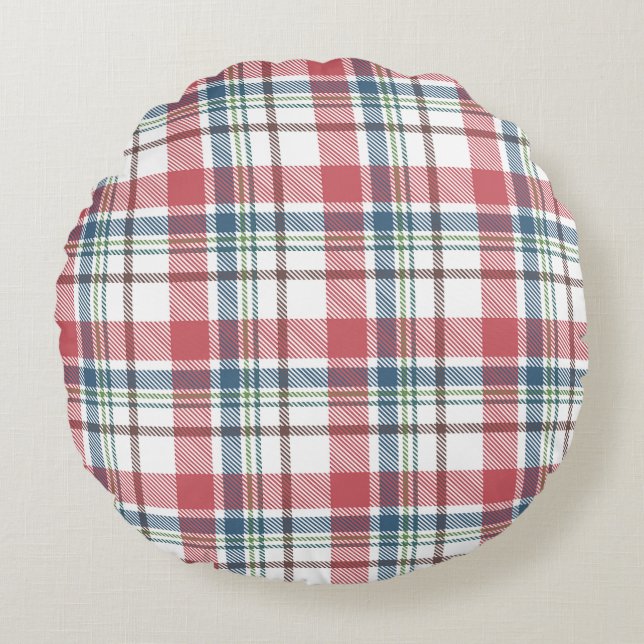 Classic Plaid Pattern Round Pillow (Front)