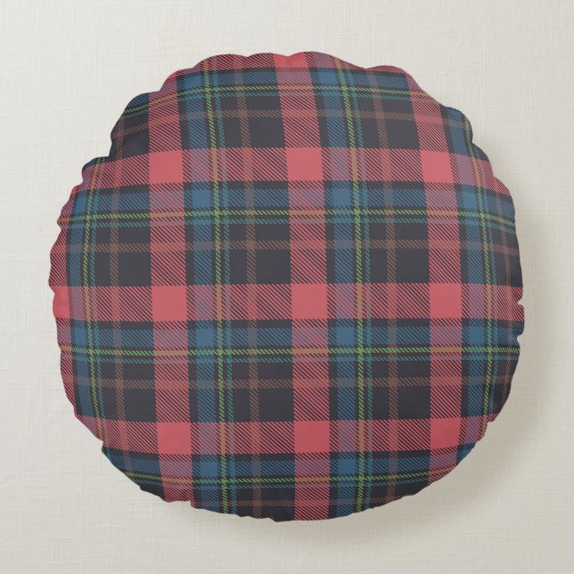 Classic Plaid Pattern Round Pillow (Front)