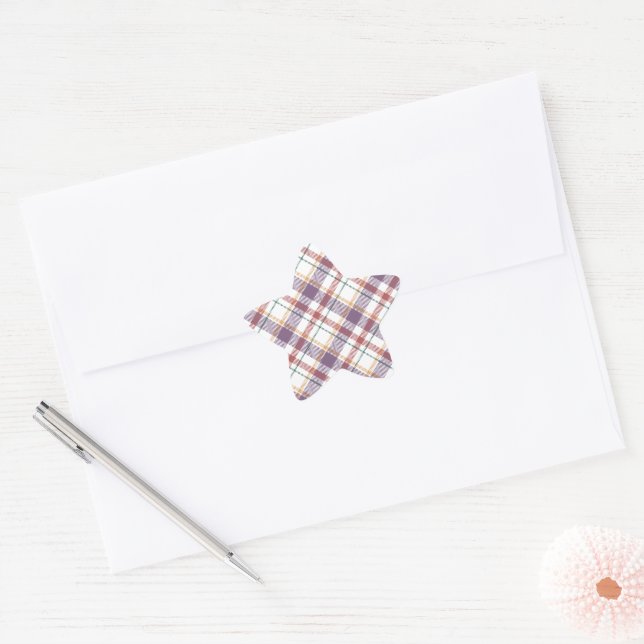 Classic Plaid Pattern Star Sticker (Envelope)