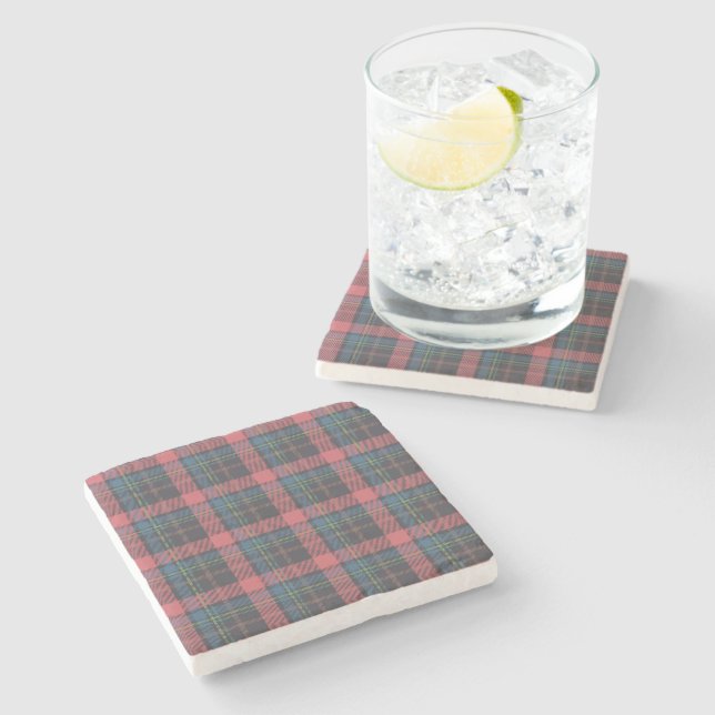 Classic Plaid Pattern Stone Coaster (Side)