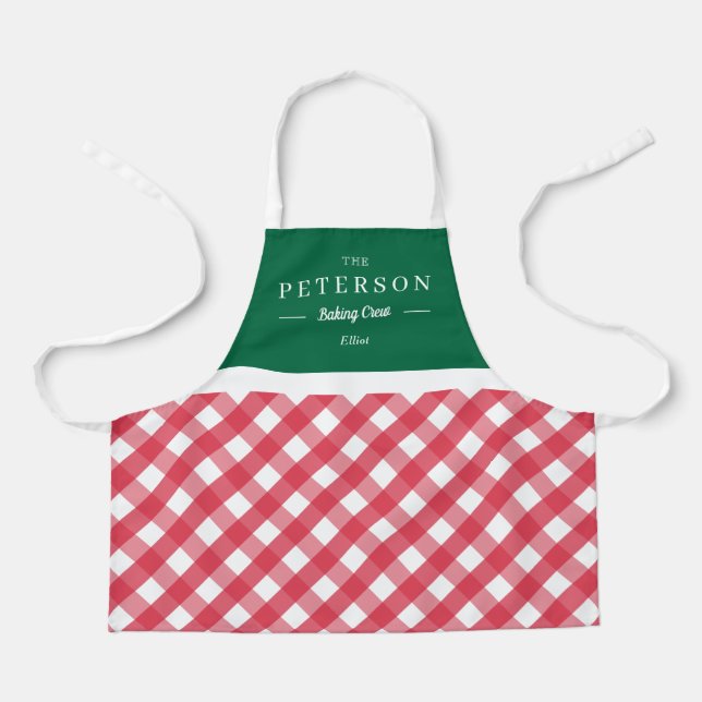 Classic Plaid Personalized Kid Apron (Front)
