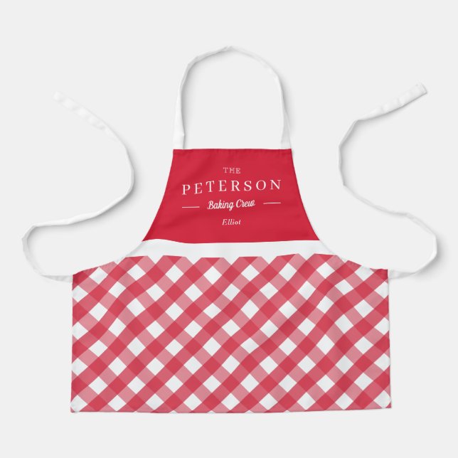 Classic Plaid Personalized Kid Apron (Front)