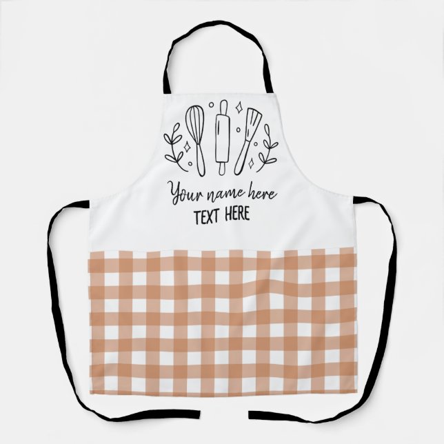 Classic Plaid Personalized Matching Family Aprons (Front)