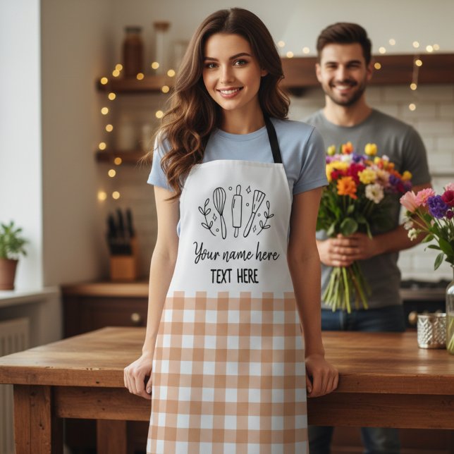 Classic Plaid Personalized Matching Family Aprons (Classic Plaid Personalized Matching Family Kitchen Aprons)