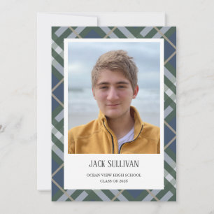 Classic Plaid Photo Graduation Announcement Card