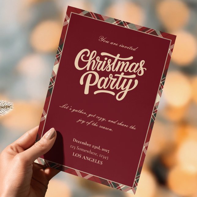 Classic Plaid Ralph Lauren Traditional Christmas Invitation (Creator Uploaded)