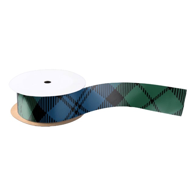 Classic Plaid Rustic Clan Campbell Green Tartan Satin Ribbon (Spool)