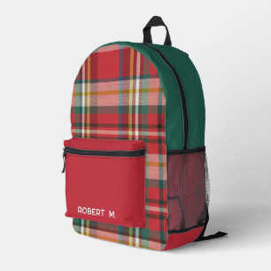 Classic Plaid Rustic Personalized Printed Backpack