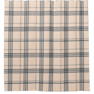 Classic Plaid Tan and Black Shower Curtain