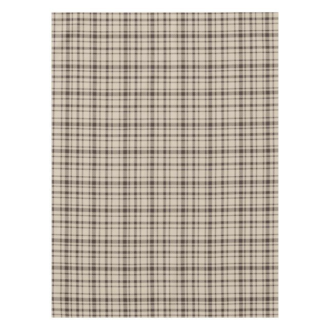 Classic Plaid Tartan Pattern-Dark Brown & Taupe Tablecloth (Front)