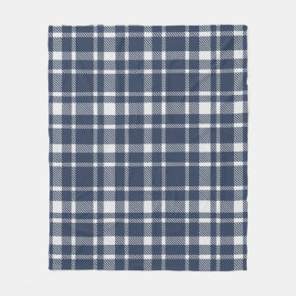 Classic Plaid Tartan Pattern-Dark Navy & White Fleece Blanket