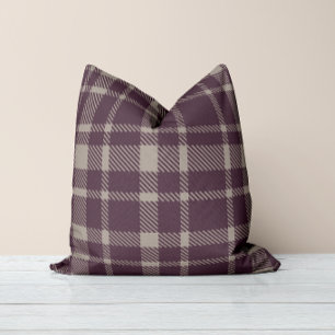 Classic Plaid Tartan Pattern-Eggplant Colour Throw Pillow