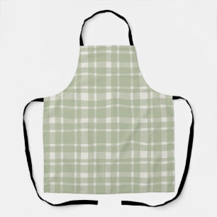 Classic Plaid Tartan Pattern-Soft Green & Ivory Apron