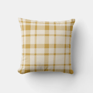 Classic Plaid Tartan Pattern-Yellow & Cream Throw Pillow