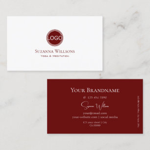 Classic Plain White and Wine Red with Logo Modern Business Card