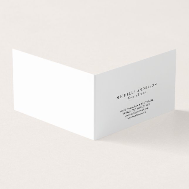 Classic Plain White Simple Professional Minimalist Business Card (Outside)