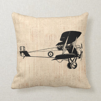 Classic Plane Old Airplane Script Paper Background Throw Pillow