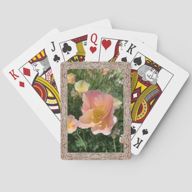 Classic playing cards with peach poppies (Back)