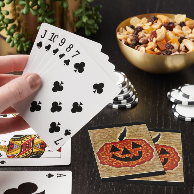 Classic Playing Cards with Pumpkin Face (In Situ)
