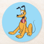 Classic Pluto Red Collar Round Paper Coaster<br><div class="desc">Bring home the world’s most famous pup! This vibrant artwork features Pluto, Mickey Mouse’s loyal and lovable companion, in his iconic happy-go-lucky pose. With his cheerful expression, wagging tail, and signature red collar, this design captures the timeless charm of classic animation. The clean lines and bold colors make this graphic...</div>