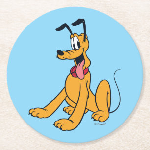 Classic Pluto Red Collar Round Paper Coaster