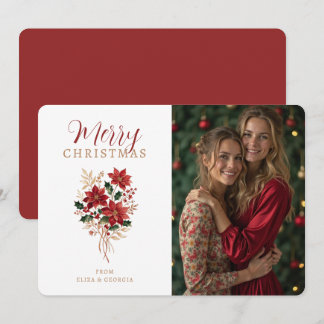 Classic Poinsettia Floral Christmas Photo TMF26 Holiday Card