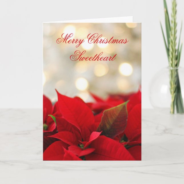 Classic  Poinsettia Romantic Christmas Holiday Card (Front)