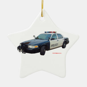Classic_Police_Car_Black_White Ceramic Ornament