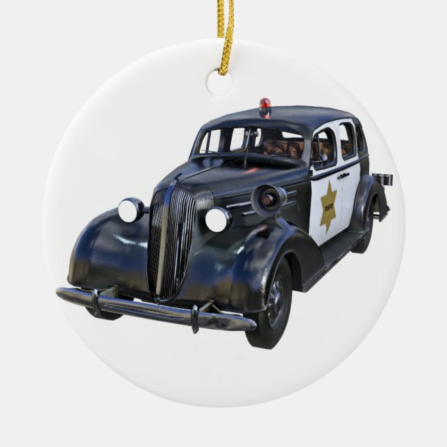 Classic Police Car Ceramic Ornament (Front)