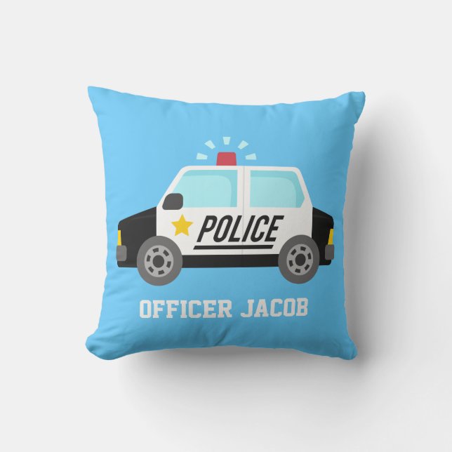 Classic  Police Car with Siren For Boys Room Throw Pillow (Front)