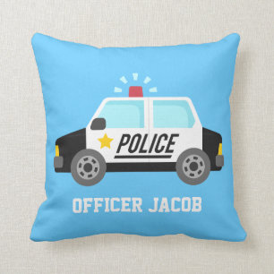 Classic  Police Car with Siren For Boys Room Throw Pillow