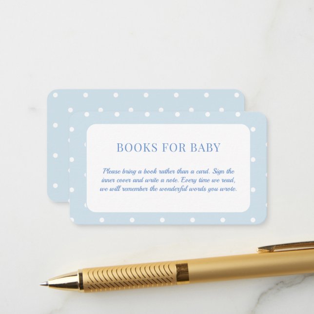 Classic Polka Dot Baby Shower Books For Baby Enclosure Card (Front/Back In Situ)