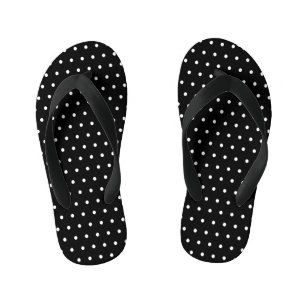 Classic Polka Dot Black and White Kid's Flip Flops