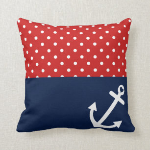 Classic Polka Dot Nautical Love Throw Pillow