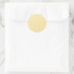 Classic Polka Dot White - Canary Yellow Round Sticker