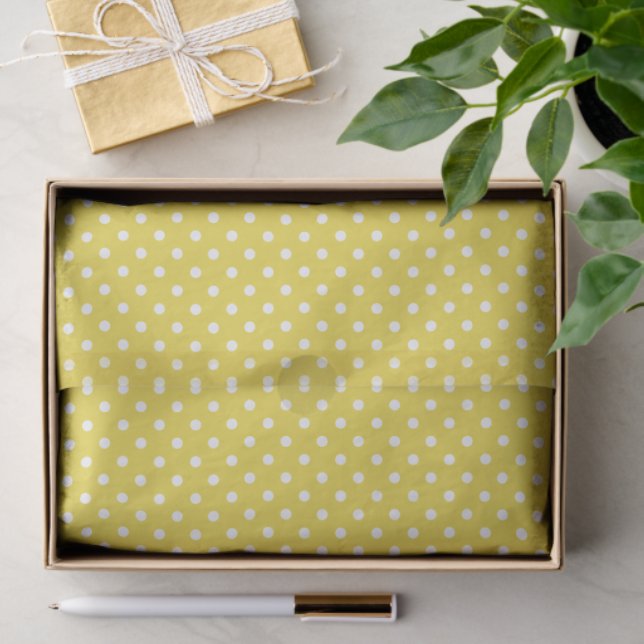 Classic Polka Dot White - Golden Yellow Tissue Paper (Gift)