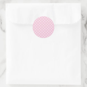 Classic Polka Dot White - Light Pink Classic Round Sticker
