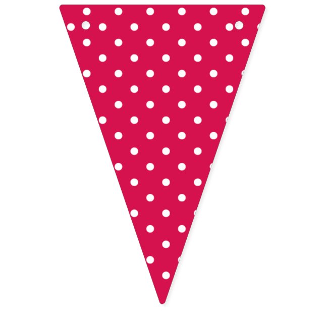 Classic Polka Dot White - Raspberry Red Bunting Flags (First Flag)