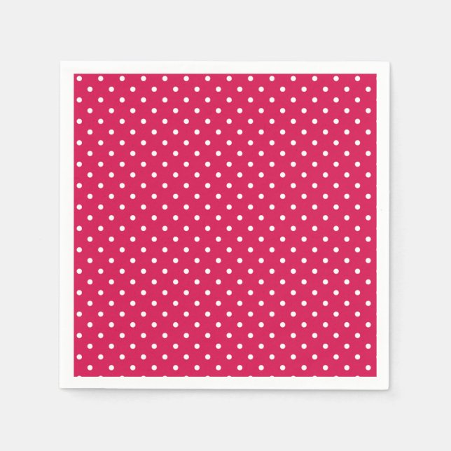 Classic Polka Dot White - Raspberry Red Napkin (Front)