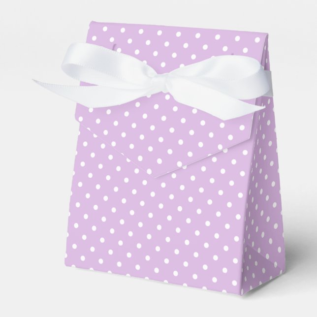 Classic Polka Dot White - Soft Lilac Favor Box (Front Side)