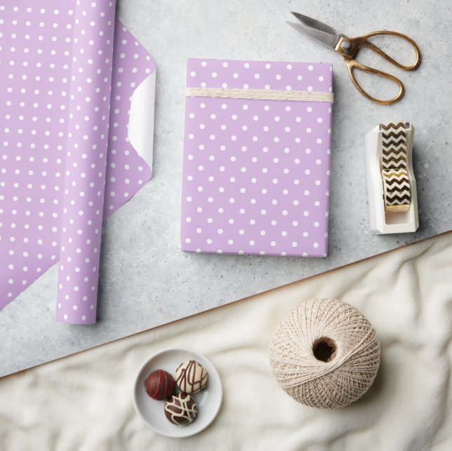 Classic Polka Dot White - Soft Lilac Wrapping Paper (Crafts)