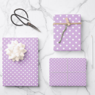 Classic Polka Dot White - Soft Lilac Wrapping Paper Sheet