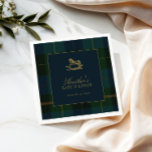 Classic Polo Dark Green Plaid Baby Shower Napkin<br><div class="desc">Celebrate the little one on the way with a classic and elegant baby shower theme featuring deep dark green, rich navy blue, and shimmering gold accents. A timeless gold baby carriage is the centerpiece, paired with sophisticated dark plaid patterns for a touch of tradition and charm. This design blends refined...</div>